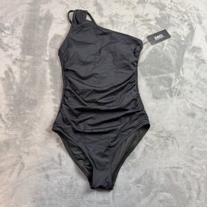 Daci Swimsuit Womens Small Black One Shoulder‎ Ruched Monokini Bathing Suit
